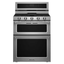 Product Image - 30-Inch 5 Burner Dual Fuel Double Oven Convection Range - Stainless Steel