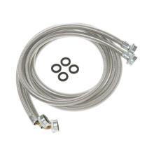 See Details - UNIVERSAL 6 FT STAINLESS STEEL WASHING MACHINE HOSES WITH 90 ÌŠ ELBOW