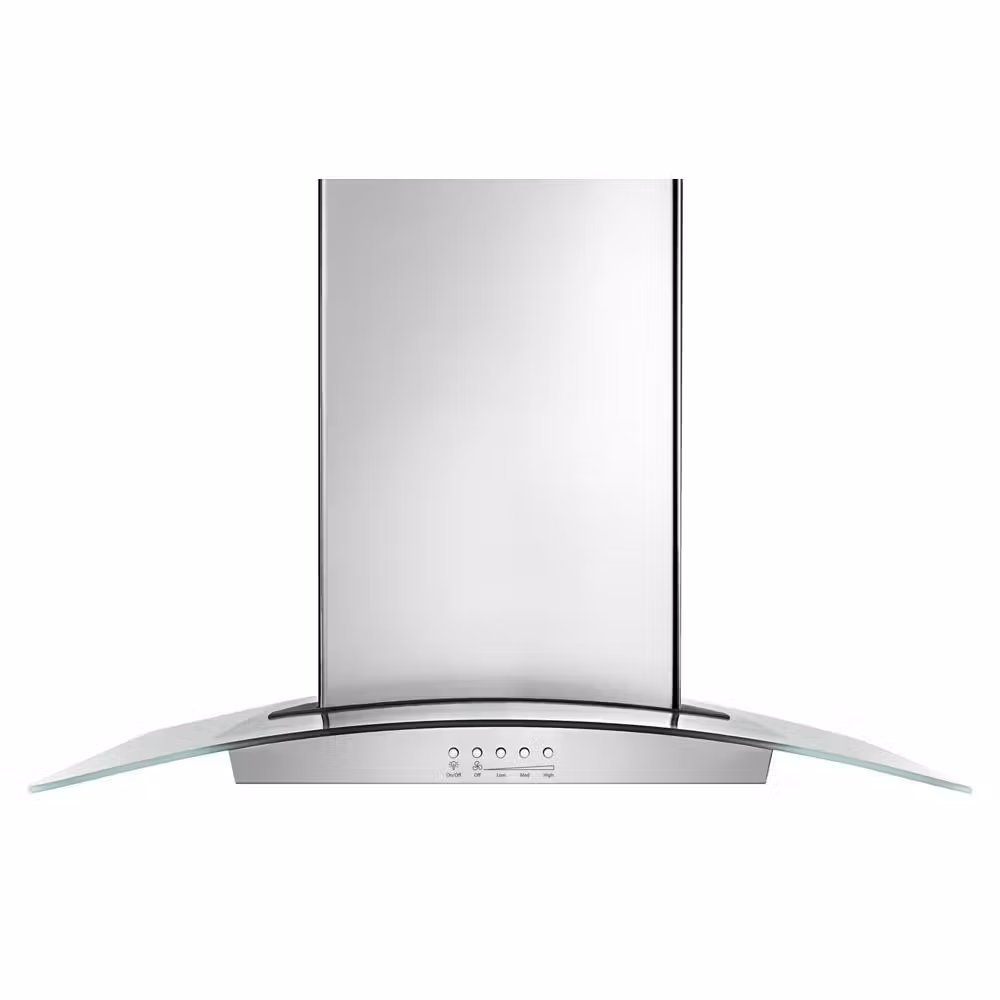 See Details - 36" Modern Glass Island Mount Range Hood